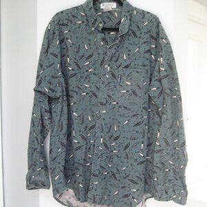 Vintage Columbia flannel button up-fishing lure pattern